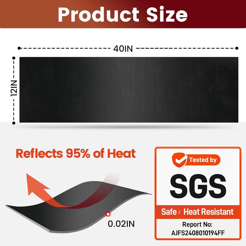 Amerbro Heat Shield Automotive Aluminum Reflects 95% of Radiant Heat, 12" x 40" Stove Heat Shield to Protect Refrigerator, Heat Shield Wrap for Exhaust, Motorcycle, Wood Stove, Cabinet, Fireplace (Black) - Image 2
